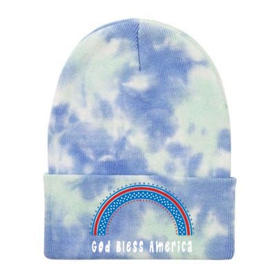 Cute God Bless America Patriotic Red White Blue Rainbow Gift Tie Dye 12in Knit Beanie