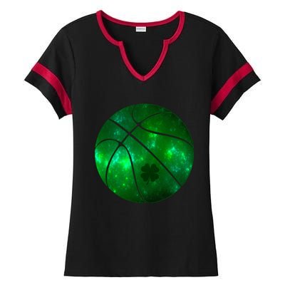 Clover Green Basketball Lover Ladies Halftime Notch Neck Tee