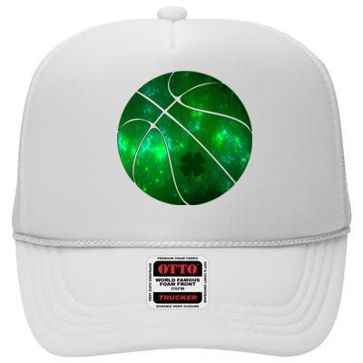 Clover Green Basketball Lover High Crown Mesh Back Trucker Hat