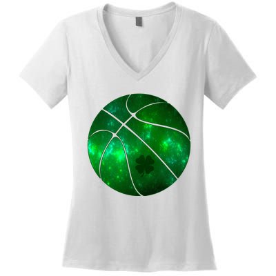 Clover Green Basketball Lover Women's V-Neck T-Shirt