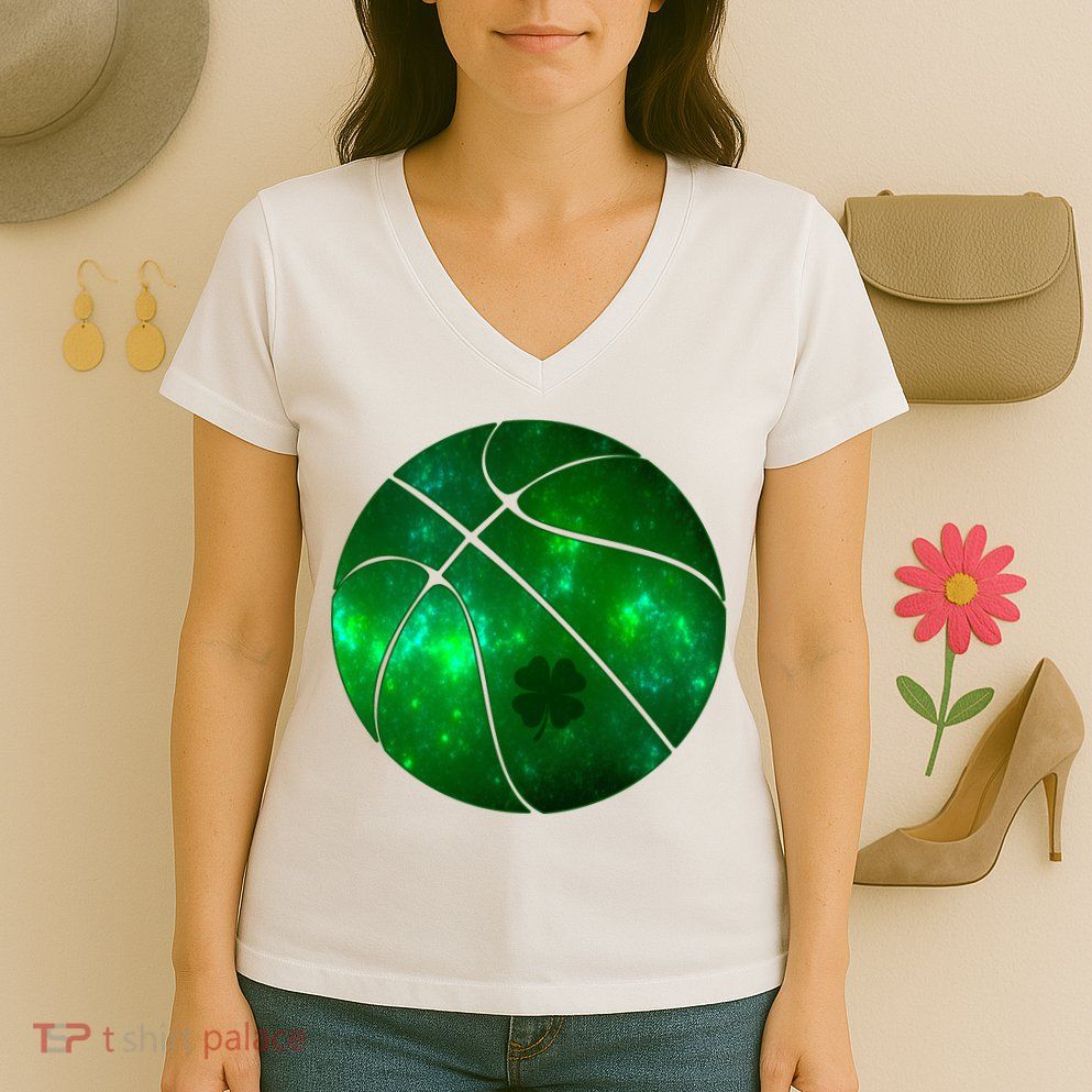 Clover Green Basketball Lover Women's V-Neck T-Shirt