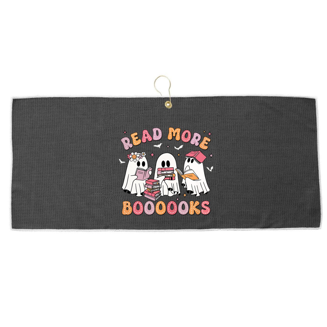 Cute Ghost Book Read More Books Funny Teachers Halloween Large Microfiber Waffle Golf Towel