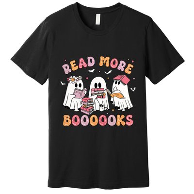 Cute Ghost Book Read More Books Funny Teachers Halloween Premium T-Shirt