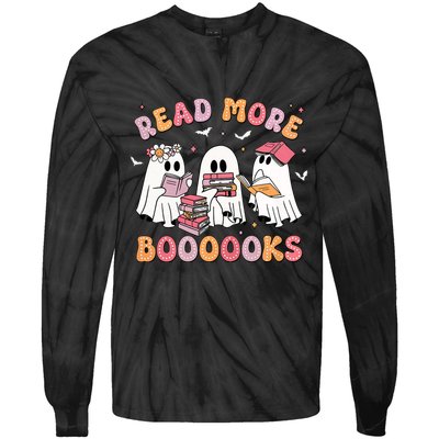 Cute Ghost Book Read More Books Funny Teachers Halloween Tie-Dye Long Sleeve Shirt
