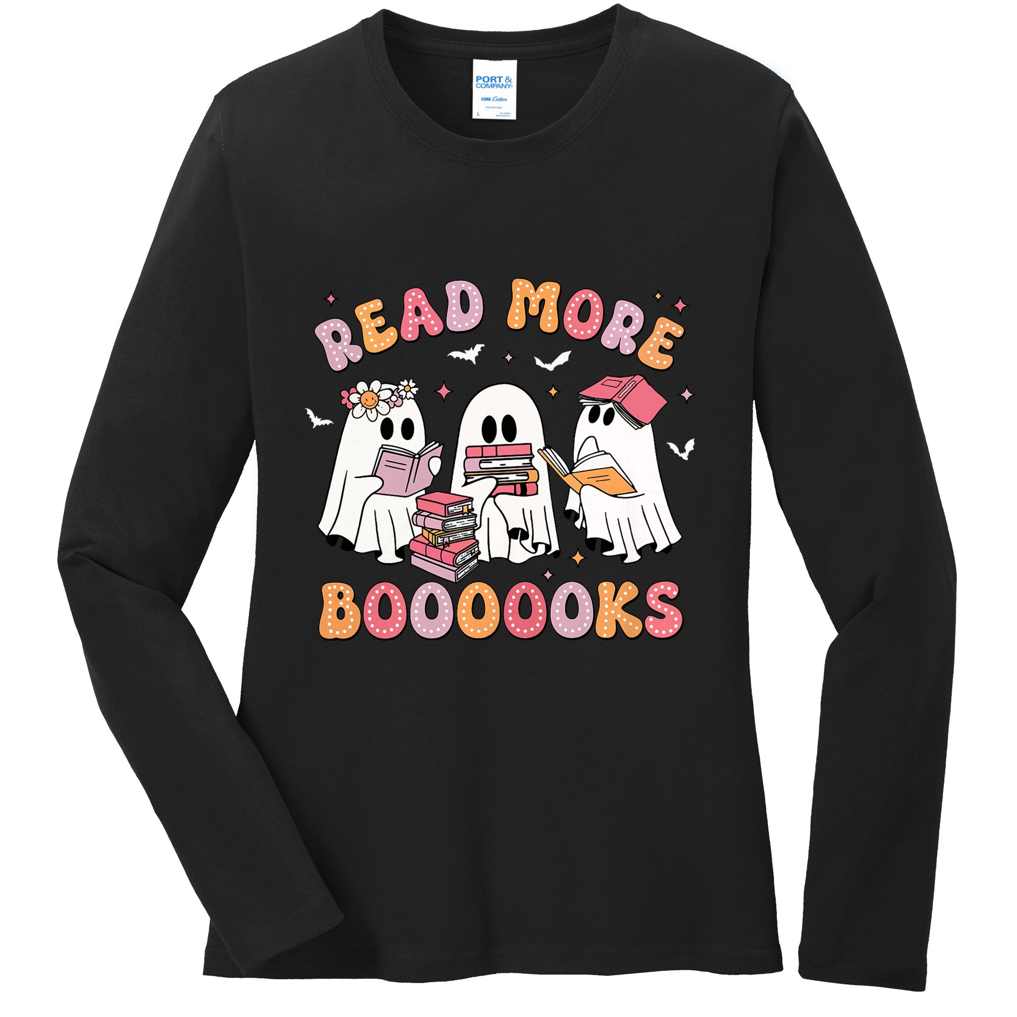 Cute Ghost Book Read More Books Funny Teachers Halloween Ladies Long Sleeve Shirt