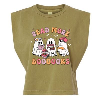 Cute Ghost Book Read More Books Funny Teachers Halloween Garment-Dyed Women's Muscle Tee