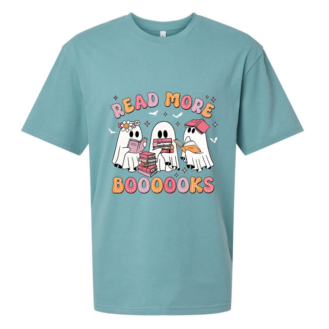 Cute Ghost Book Read More Books Funny Teachers Halloween Sueded Cloud Jersey T-Shirt