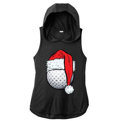 Christmas Golf Ball Santa Hat Funny Sport Xmas Ladies PosiCharge Tri-Blend Wicking Draft Hoodie Tank