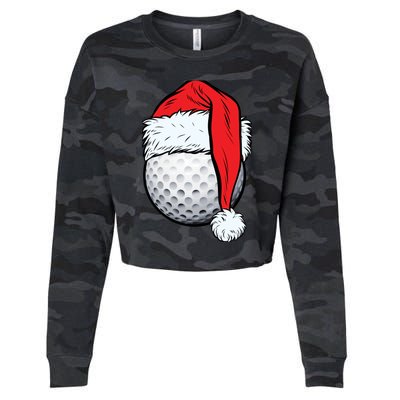 Christmas Golf Ball Santa Hat Funny Sport Xmas Cropped Pullover Crew