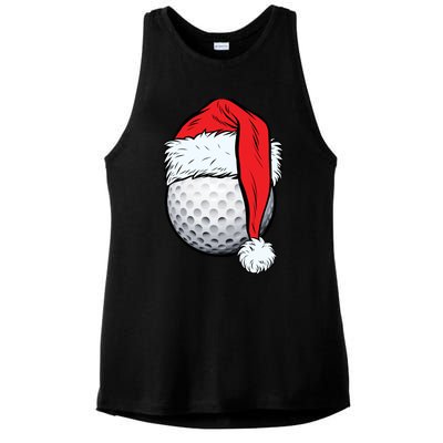 Christmas Golf Ball Santa Hat Funny Sport Xmas Ladies PosiCharge Tri-Blend Wicking Tank