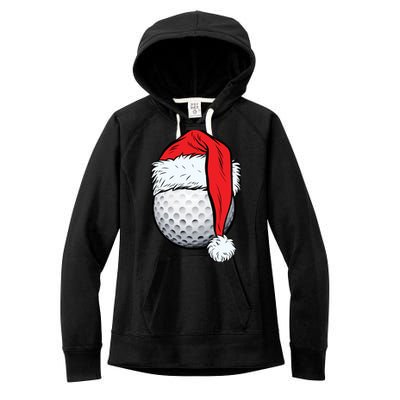 Christmas Golf Ball Santa Hat Funny Sport Xmas Women's Fleece Hoodie