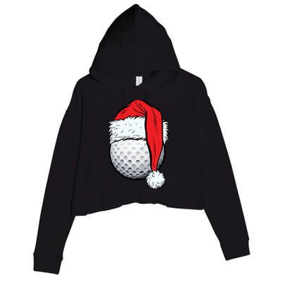 Christmas Golf Ball Santa Hat Funny Sport Xmas Crop Fleece Hoodie