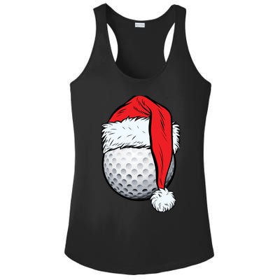 Christmas Golf Ball Santa Hat Funny Sport Xmas Ladies PosiCharge Competitor Racerback Tank