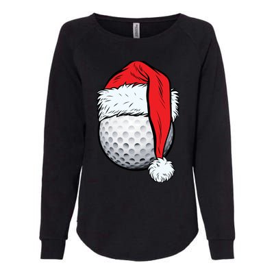 Christmas Golf Ball Santa Hat Funny Sport Xmas Womens California Wash Sweatshirt