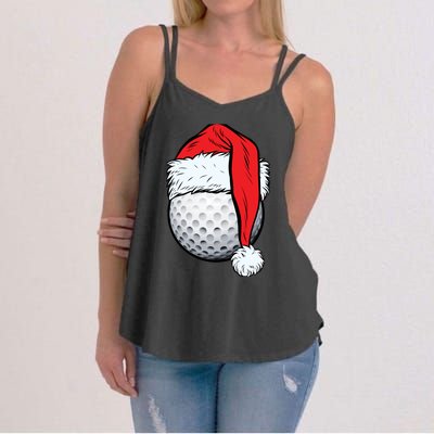 Christmas Golf Ball Santa Hat Funny Sport Xmas Women's Strappy Tank