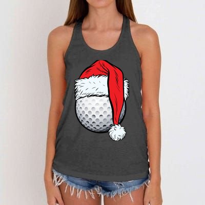 Christmas Golf Ball Santa Hat Funny Sport Xmas Women's Knotted Racerback Tank