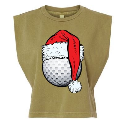 Christmas Golf Ball Santa Hat Funny Sport Xmas Garment-Dyed Women's Muscle Tee