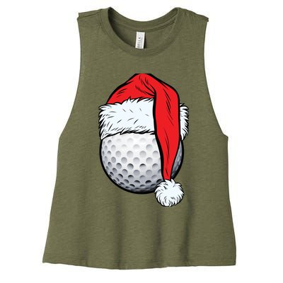 Christmas Golf Ball Santa Hat Funny Sport Xmas Women's Racerback Cropped Tank