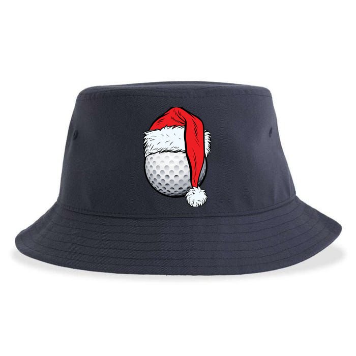 Christmas Golf Ball Santa Hat Funny Sport Xmas Sustainable Bucket Hat