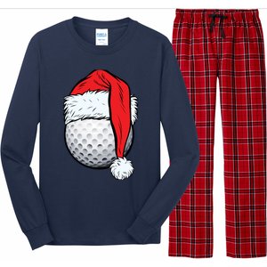 Christmas Golf Ball Santa Hat Funny Sport Xmas Long Sleeve Pajama Set