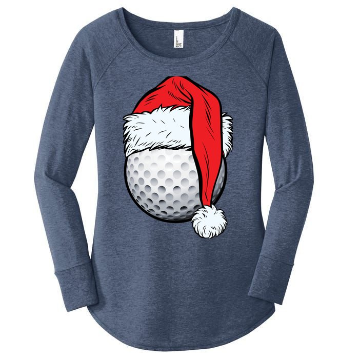 Christmas Golf Ball Santa Hat Funny Sport Xmas Women's Perfect Tri Tunic Long Sleeve Shirt