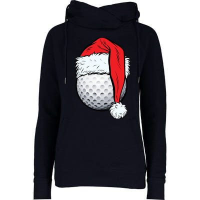 Christmas Golf Ball Santa Hat Funny Sport Xmas Womens Funnel Neck Pullover Hood