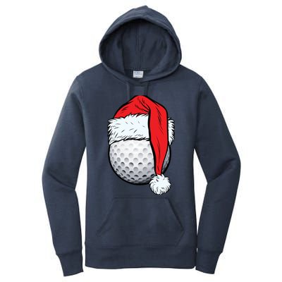 Christmas Golf Ball Santa Hat Funny Sport Xmas Women's Pullover Hoodie