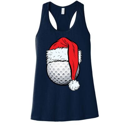 Christmas Golf Ball Santa Hat Funny Sport Xmas Women's Racerback Tank