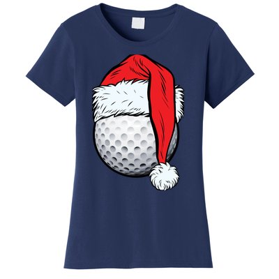 Christmas Golf Ball Santa Hat Funny Sport Xmas Women's T-Shirt