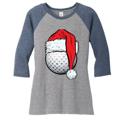 Christmas Golf Ball Santa Hat Funny Sport Xmas Women's Tri-Blend 3/4-Sleeve Raglan Shirt