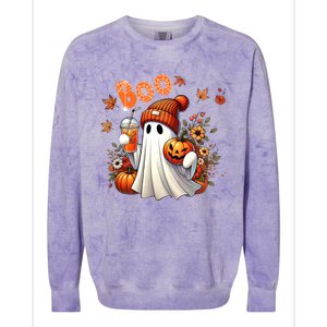 Cute Ghost Boo Ing Pumpkin Spice Coffee Halloween Great Gift Colorblast Crewneck Sweatshirt