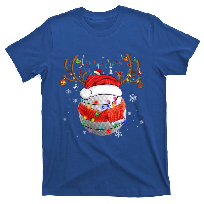 Christmas Golf Ball Santa Hat Funny Xmas Pajama Matching Cool Gift T-Shirt