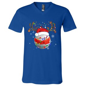 Christmas Golf Ball Santa Hat Funny Xmas Pajama Matching Cool Gift V-Neck T-Shirt