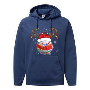 Christmas Golf Ball Santa Hat Funny Xmas Pajama Matching Cool Gift Performance Fleece Hoodie