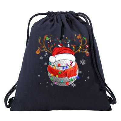 Christmas Golf Ball Santa Hat Funny Xmas Pajama Matching Cool Gift Drawstring Bag