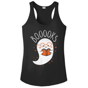 Cute Ghost Book Reading Halloween Teacher Top Ladies PosiCharge Competitor Racerback Tank