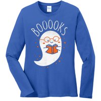 Cute Ghost Book Reading Halloween Teacher Top Ladies Long Sleeve Shirt