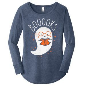 Cute Ghost Book Reading Halloween Teacher Top Women's Perfect Tri Tunic Long Sleeve Shirt