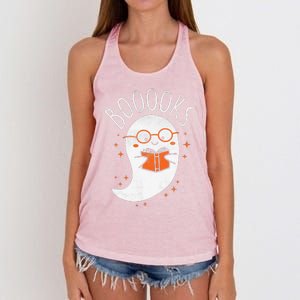 Cute Ghost Book Reading Halloween Teacher Top Women's Knotted Racerback Tank