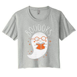 Cute Ghost Book Reading Halloween Teacher Top Women's Crop Top Tee