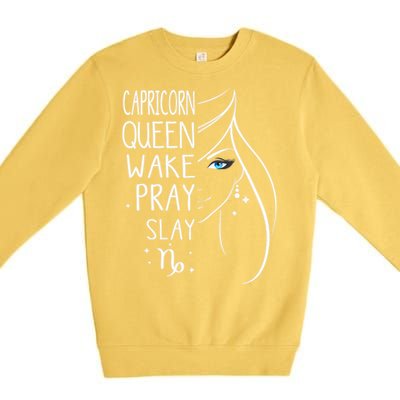 Capricorn Girls Black Queen Best January Birthday Gift Premium Crewneck Sweatshirt