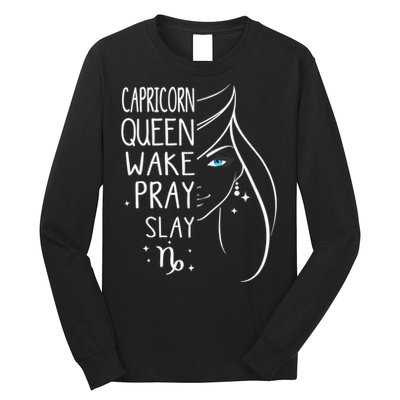 Capricorn Girls Black Queen Best January Birthday Gift Long Sleeve Shirt