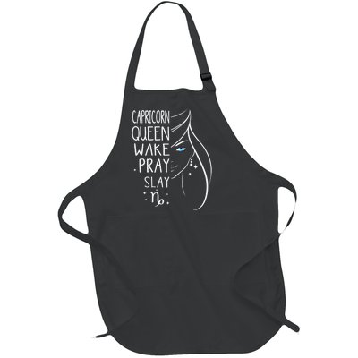 Capricorn Girls Black Queen Best January Birthday Gift Full-Length Apron With Pockets