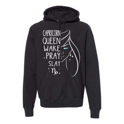 Capricorn Girls Black Queen Best January Birthday Gift Premium Hoodie