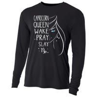 Capricorn Girls Black Queen Best January Birthday Gift Cooling Performance Long Sleeve Crew