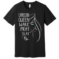 Capricorn Girls Black Queen Best January Birthday Gift Premium T-Shirt