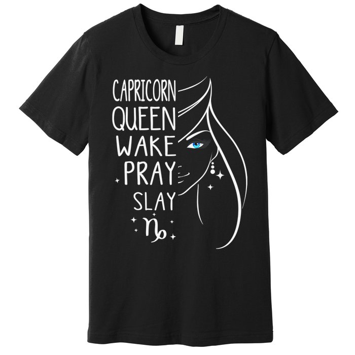 Capricorn Girls Black Queen Best January Birthday Gift Premium T-Shirt