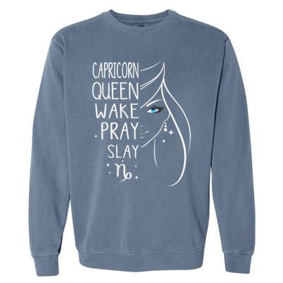 Capricorn Girls Black Queen Best January Birthday Gift Garment-Dyed Sweatshirt