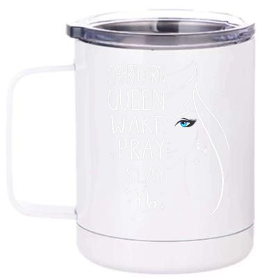 Capricorn Girls Black Queen Best January Birthday Gift 12 oz Stainless Steel Tumbler Cup