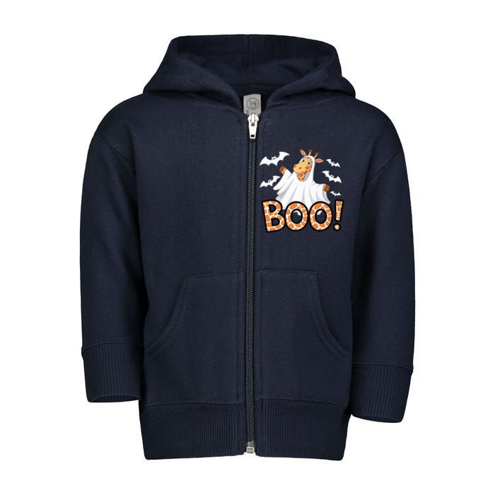 Cute Giraffe Boo Halloween Costume Zoo Lover Happy Halloween Custome Toddler Zip Fleece Hoodie